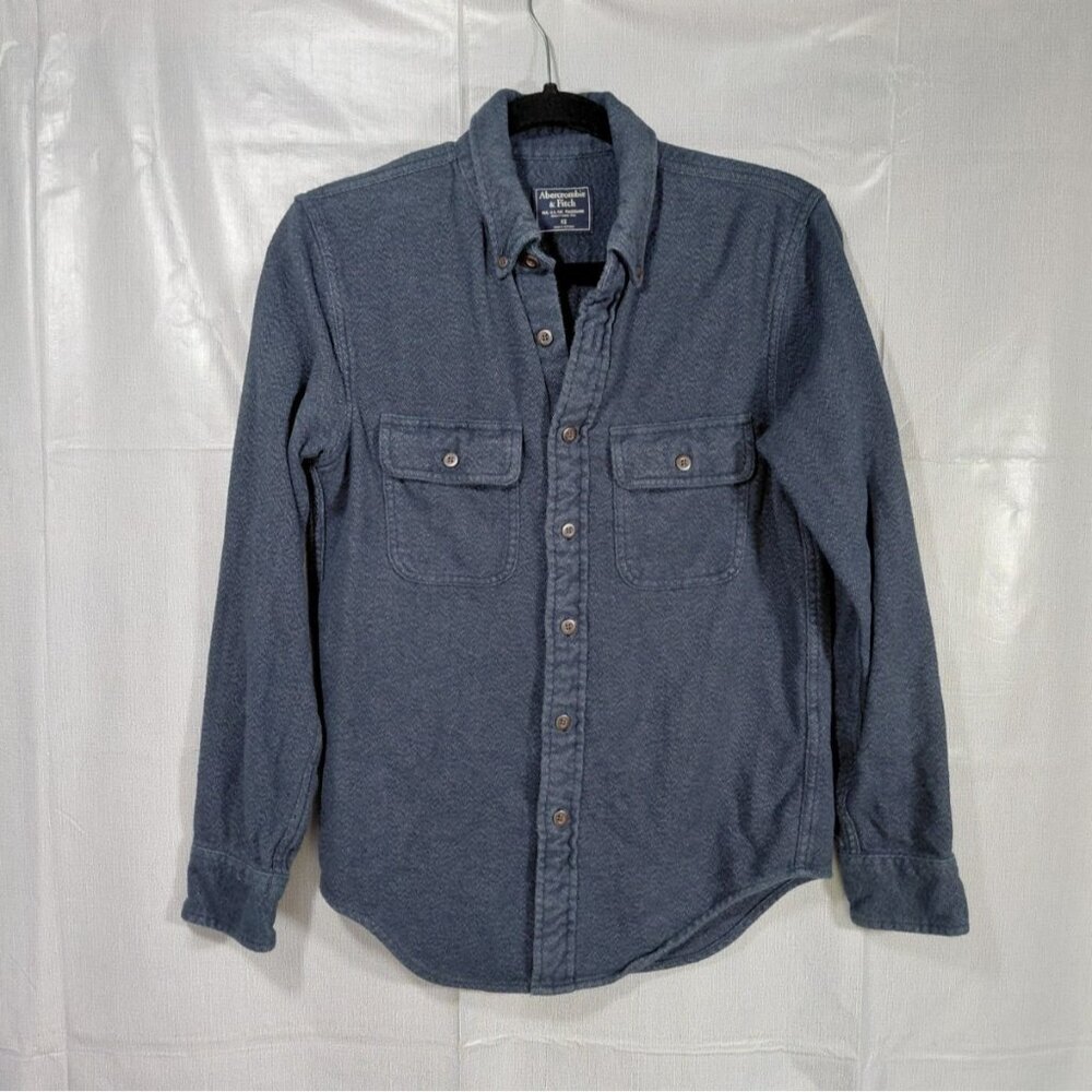 Abercrombie‎ & Fitch Button Down Flannel Shirt Jacket XS Blue Shacket Outdoor